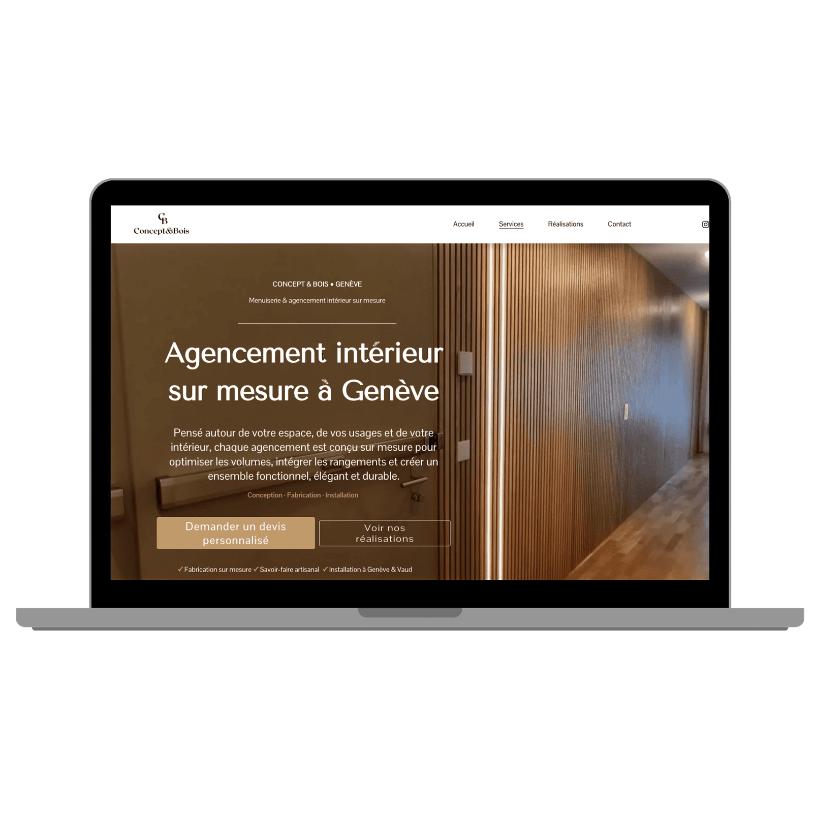 Page Agencement intérieur sur mesure à Genève du site Concept & Bois